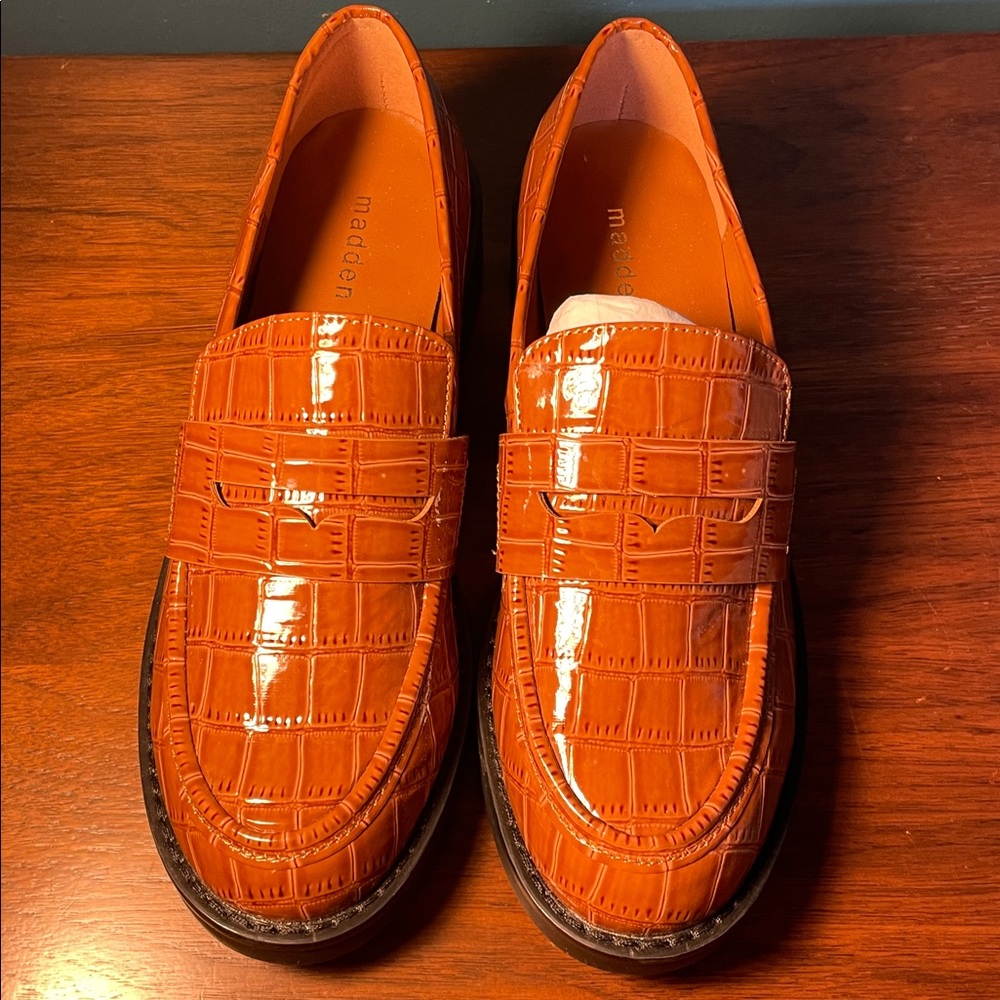 Madden Girl Burnt Orange Textured Loafers